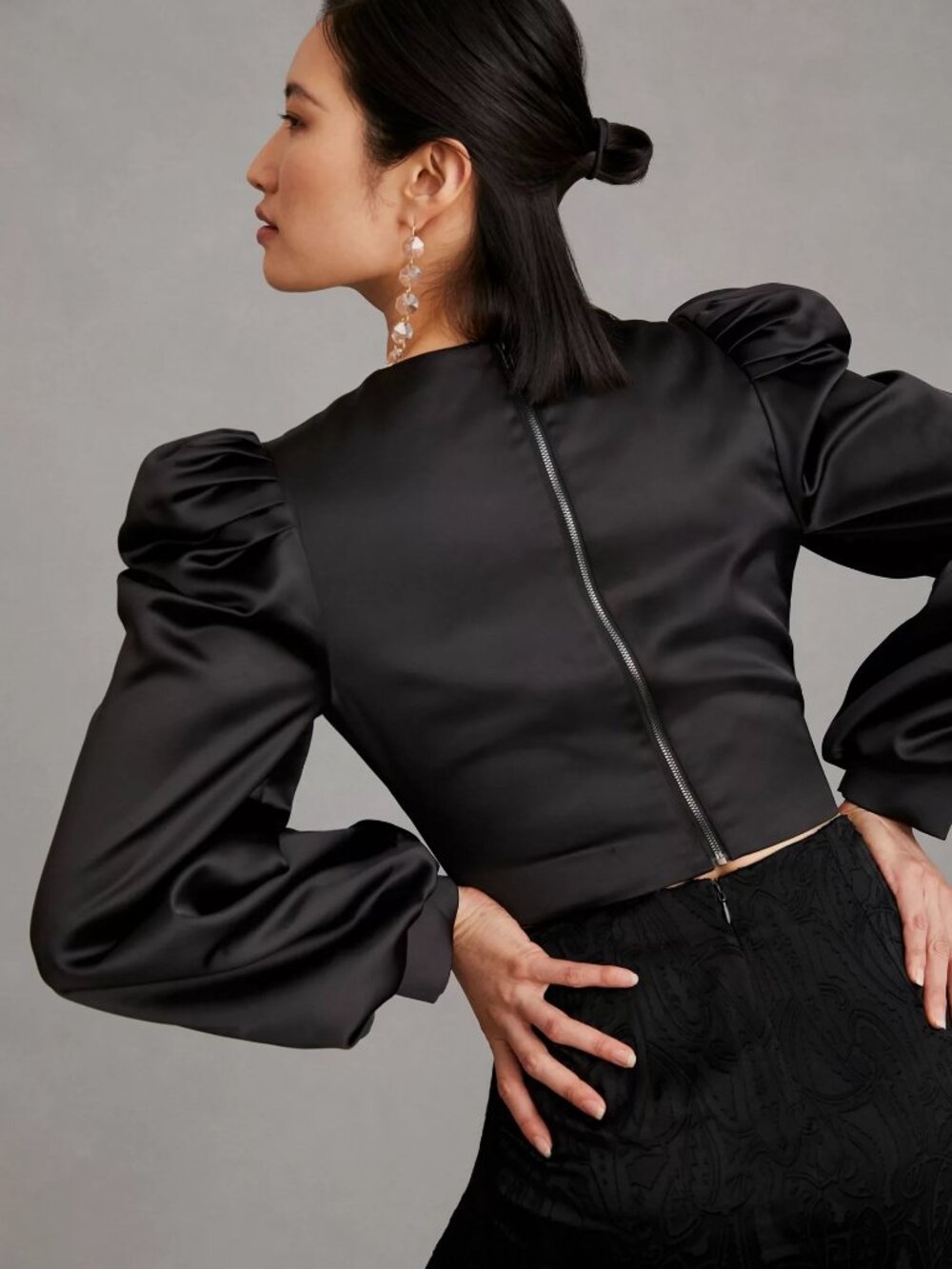 Anthropologie | Mare Mare Satin Puff-Sleeve Top, size L - Picture 2 of 7